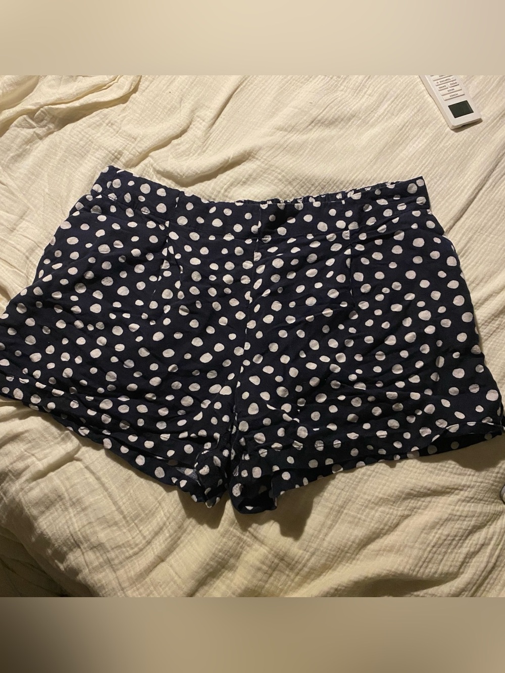 LOFT Navy Blue Polka Dot Women's Shorts linen blend XL
